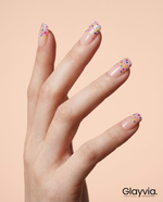 Glayvia NG200076 confetti semi cured gel nail wraps with colourful dot confetti nail art on natural manicure