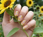 Glayvia NG200145 sunflower semi cured gel nail wraps with yellow sunflower floral nail art on natural manicure