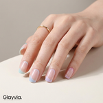 Glayvia NG200188 pastel French semi cured gel nail wraps with soft pastel coloured French tips on natural manicure
